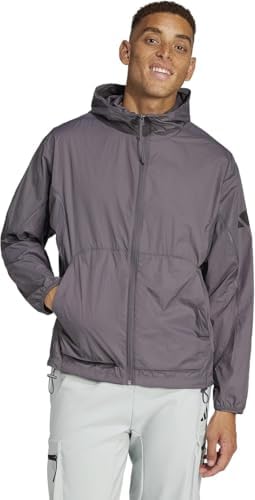 Adidas KVB68 Men's City Escape Windbreaker, Gray Strainer (JF3292
