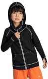[アクレイス] ラッシュガード キッズ 長袖 フード付き パーカー uvパーカー uvカットパーカー ラッシュパーカー 男の子 女の子 al21010100blk
