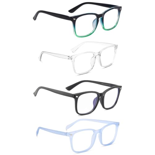 Image of Blue Light Blocking Computer Glasses for Men & Women, Square TR90 Lightweight Eyeglasses Frame, Anti Eye Strain UV Protection, Clear Lens for Gaming Office Reading
