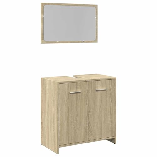 Muebles de baño de 2 piezas modernos en madera de roble Sonoma 3