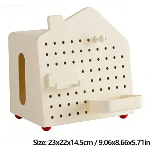Boîte à mouchoirs multi-compartiments et panneau perforé amovible jaune - 3