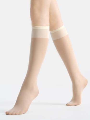 Image of MOOCHI Women's Sheer Knee High Stockings 6 Pairs 20 Denier Nylon Socks