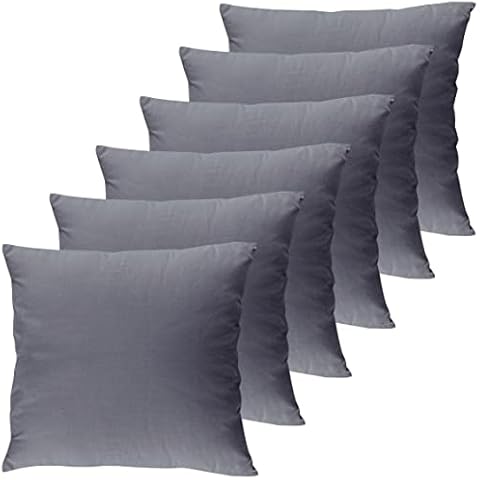 POSH WAVE 6 Pack Plain Cushion Covers 40cmx40cm with Invisible Zipper, Polycotton Square Pillowcase for Sofa, Bedroom & Couch (6PCS, GREY) Cover