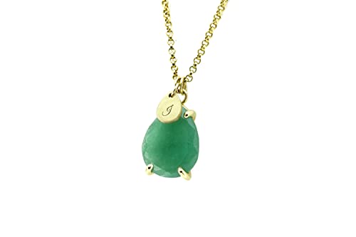Collier Aventurine Verte avec pendentif lettre initiale personnalisée pour un cadeau unique