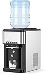SIMOE Water Cooler Dispenser with Ice Maker 3 in 1, Countertop Hot & Cold Water Dispenser 5 Gallon w/Portable Ice Cube Machine, Safety Lock, 12 Cubes, Portable Water Cooler for Home Kitchen Bar