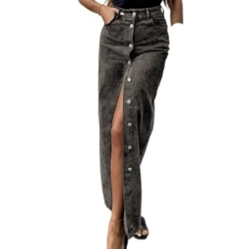 Women's Denim Skirts Button Front High Waist Straight Jean Long Autumn 2025 Womens Dresses Ladies4
