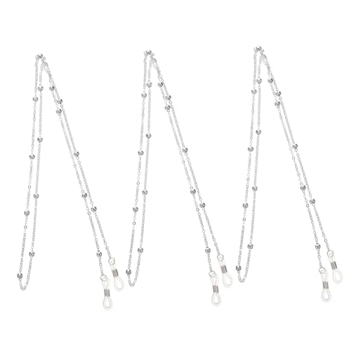 WATIIFUFU Chaîne de Lunettes Confortable et Légère en Cuivre Argenté Lot de 3 Pièces pour Lunettes Conduite Voyages