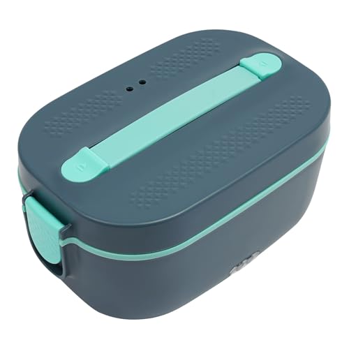 RjcdOPL - Cuenco eléctrico para almuerzo (1,5 L, 80 W, con tenedor y cuchara, 12 V/24 V/220 V, para oficina, coche, hogar, color azul gris)