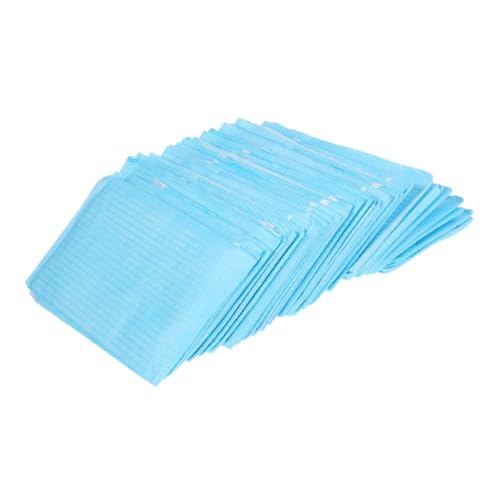 FRCOLOR 60 Piezas Babero De Viejo Baberos Adultos Para Hombres Sénior Ancianos Comiendo Protectores Baberos Con Mangas Babero Delantal Senior Baberos De Paraca Verter Blue Papel