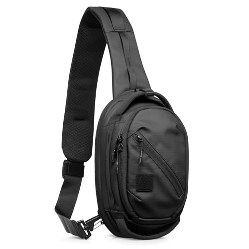 Savior Equipment Obscura Sling Bag Tactical EDC Crossbody Case Pistol Bag, Low-Profile Design Holster Compatible Single Pistol Soft Case with Rapid Access Admin Pocket (Blackout, Small (3L))