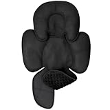 2-in-1 Baby Carseat Head Support, Infant Car Seat Insert for Girls Boys, Soft Babies Neck Support and Body Cushion for Stroller, Baby Swing, Bouncer (Black)