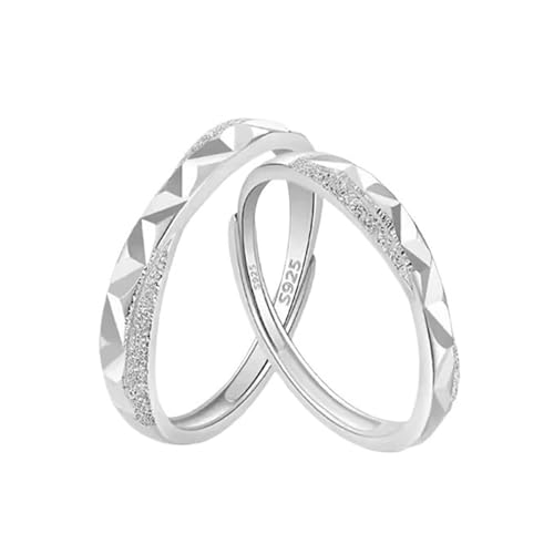 Alliance en argent pour mariage et fiançailles avec anneau réglable géométrique