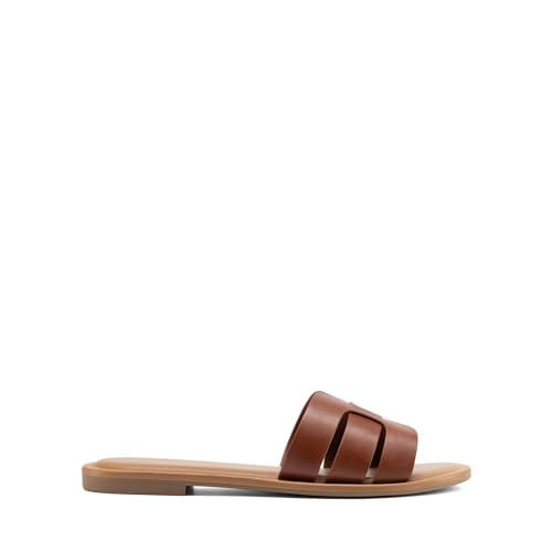 DREAM PAIRS DREAM PAIRS Women's Dressy Slide Sandals Slip-on Comfortable Slides Fashion Casual Open Toe Summer Beach Sandals,Size 12,Dark Brown,DWUMSS2509