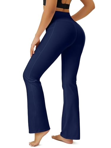 Image of FOHOFO Yoga Pants Women, Flare Leggings for Women with Pockets Crossover High Waisted Bootcut Yoga Pants