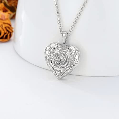 SOULMEET Sunflower/Rose White Locket Necklace That Holds Pictures Photo Keep Someone Near to You Personalized Sterling Silver/Real White Gold Locket Gift2