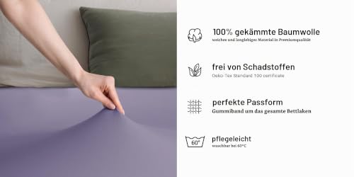 DecoKing Spannbettlaken 140x200 160x200 cm 100% gekämmte Baumwolle Amber – Ansicht 5