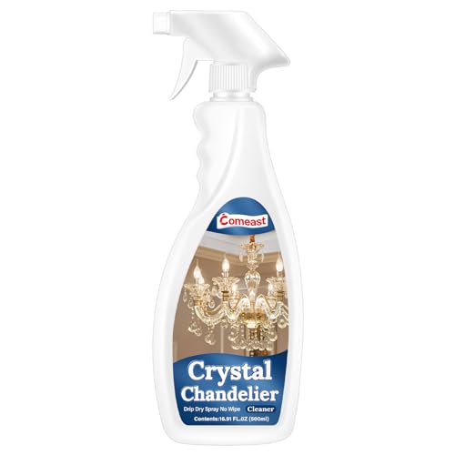 Chandelier Cleaner Drip Dry Spray No Wipe Drip and Dry Formula for Glass Figurine and Crystal Fixtures,Spray Away Dust Remover for Chandelier Crystals as Home Cleaning Supplies