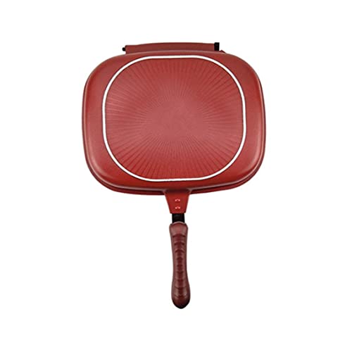 AEIOFU Sartén Antiadherente de Doble Cara, Parrilla portátil para Barbacoa, sartén para Tortilla de aleación de Aluminio, sartén abatible de 28cm, Olla de Doble Cara
