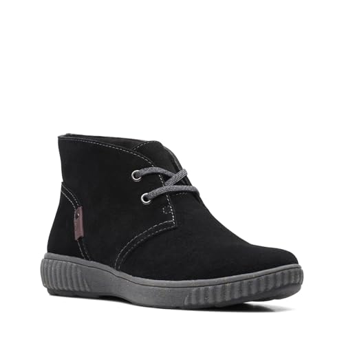 Bottines femme Clarks Magnolia Charm pour marcher sans douleur en daim noir