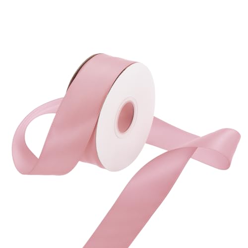 Rebower 1 1/4 Inch 25 Yard Satin Ribbon Thick Double Face Grosgrain Silk Ribbon, [for Gift Wrapping, Hair Bows, Wedding, Cake, Flower] - Rose Pink