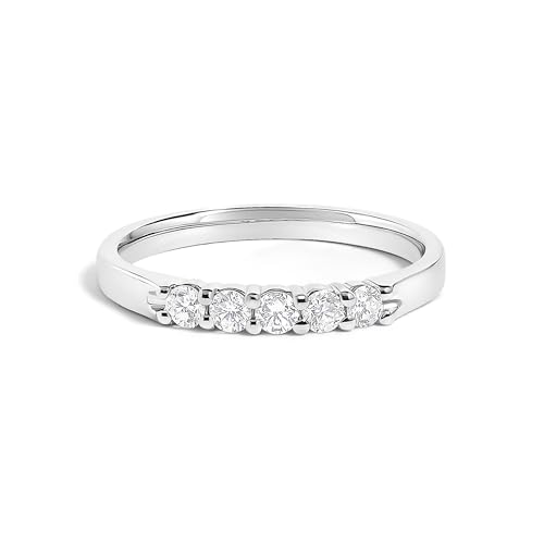 14K White Gold 1/4 CttwDiamond 5 Stone Band Ring - Size 6.5