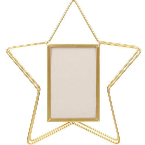 FOMIYES Baby Photo Frame Stand Golden Vintage Picture Frame Decorative Photo Frames Star Shaped Metal Wire Art Picture Frame Home Decor For Wedding Valentines Day Desk Topper