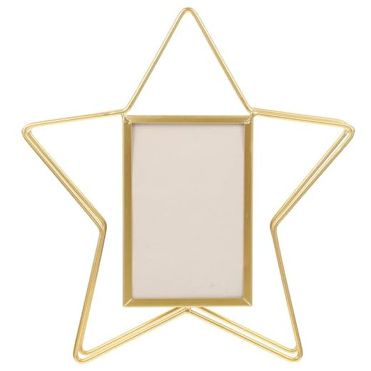 FOMIYES Baby Photo Frame Stand Golden Vintage Picture Frame Decorative Photo Frames Star Shaped Metal Wire Art Picture Frame Home Decor For Wedding Valentines Day Desk Topper