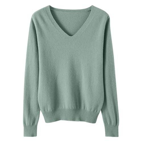 OIOLOYJM Fall Cashmere Sweaters for Women 2025 V Neck Long Sleeve Tops Lightweight Knitted Pullovers Merino Wool Sweater