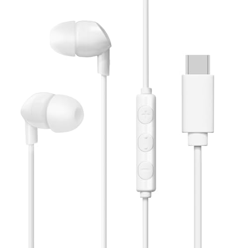 TOPLANDトップランド USB Type-C イヤホン ヘッドホン 通話マイク付き リモコン搭載 有線 ステレオ 1.2m iPhone 15 16 17 Android スマートフォン 携帯電話 ホワイト 白 AUCMSH1-WT