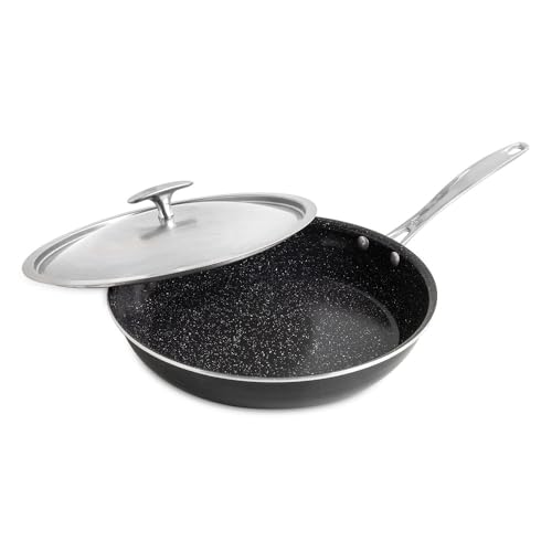 Nordic Ware Basalt Aluminum Saute Skillet and Lid Set, 12-Inch, Ceramic Coating