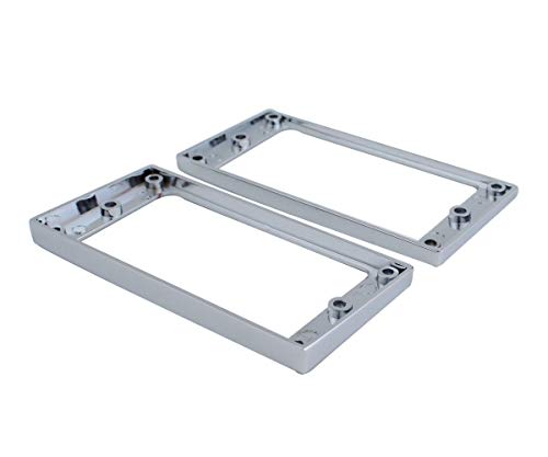Guyker G-PICKUPFRAME-009FLAT2PIECECHROME Flat Metal Humbucker Pickup Mounting Ring Set thumb #3
