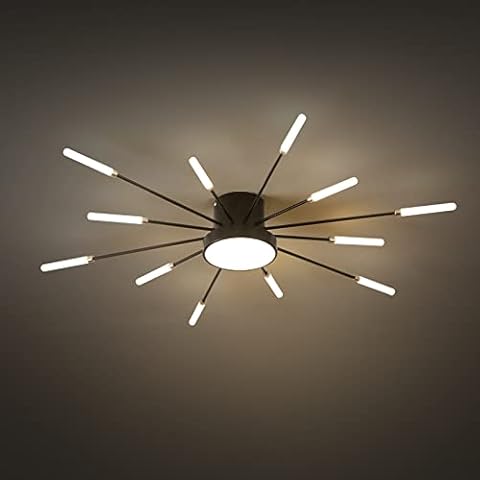 Modern LED Ceiling Light,12+1 Heads Semi Flush Mount Black Chandeliers Ceiling Lighting for Bedroom Living Room Kitchen Dining Room Restaurant Cover