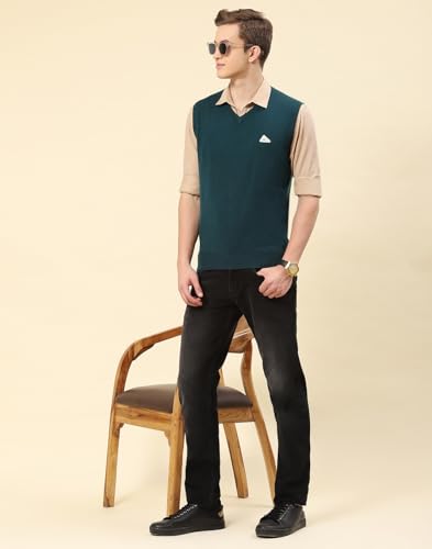 Image of Monte Carlo Men Regular Fit Sleeveless Solid V Neck Winter Sweater (Pack of 1)