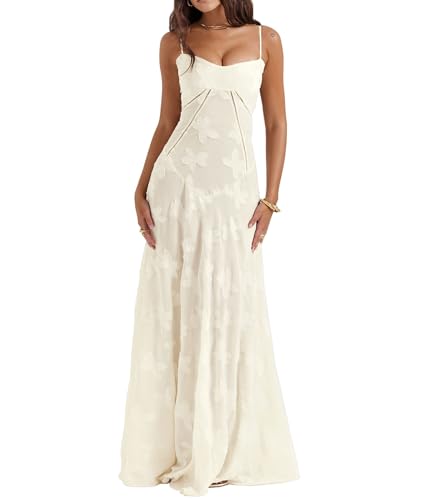 Image of ECDAHICC Women's Summer Boho Cowl Neck Floral Cocktail Party Maxi Dresses High Waist Ruffled Beach Sundress