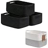 Goodpick Rope Storage Basket for Shelves, 3-Pack Baskets for Gifts Empty & Square Blanket Basket