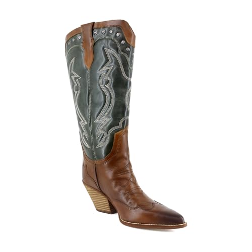 Image of Sam Edelman James Wide Calf Women's Boots Green /Copper Leather Size 7.5 M