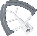 Batteur à bord flexible pour mélangeur KitchenAid, batteur plat à tête inclinable de 4,5 à 5 quarts avec bords en silicone flexibles pour racler le bol, Gris