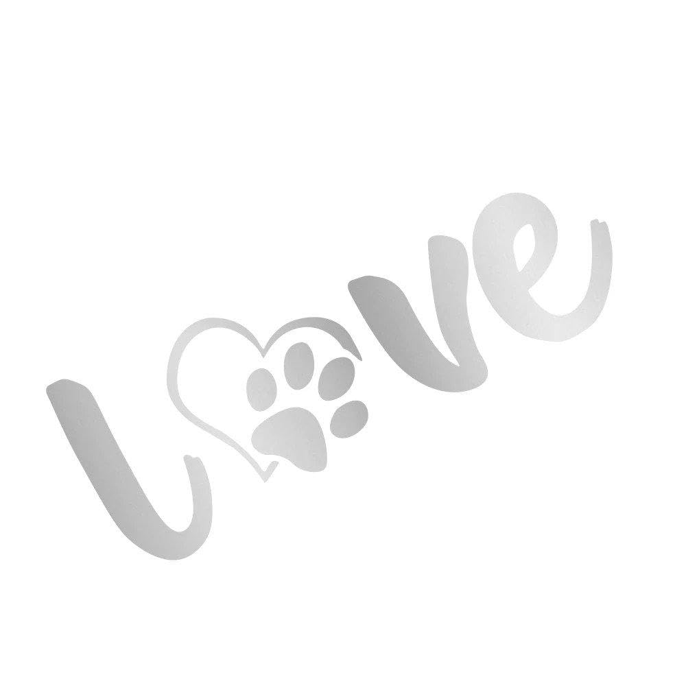 Auto Accessory Paw Love Dog Footprint Graphic Car Sticker Creative Auto Body Decoration Vinyl Decal Accessories(Matt Silver)