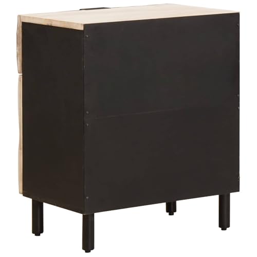 mtlskopl Table de Chevet Blanc 50 x 33 x 60 cm en Bois de Manguier Massif, Meuble de Chevet avec 1 Tiroir pour Chambre et Salon, Style Moderne et Traditionnel – vue 5