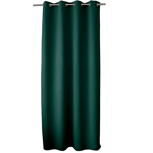 ED ENJOY HOME Rideau Occultant avec Œillets argentés, Vert Foncé, 140x240cm, 100% Polyester, Tissu Certifié Oeko-TEX, Collection Réglisse