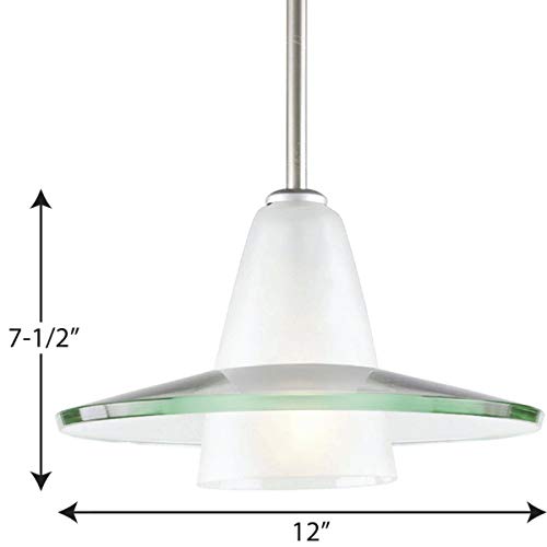 Modern Pendant 1-Light Clear And Etched Glass Mini-Pendant Light Brushed Nickel #TOP7