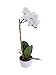 White Orchids Artificial Flowers, Artificial Orchids Flowers with Vase, Faux Orchid Arrangement, Small Vase Flowers for Decoration, Orchid Home Decor Indoor, White 3.6