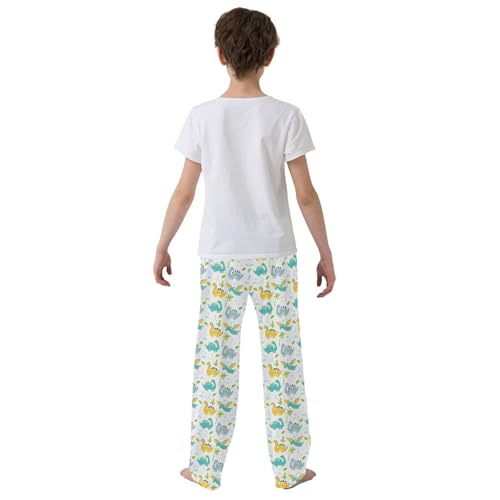 ZZXXB Dino Cactus Boys Long Pants Soft Trousers Elastic Waist Kids Lounge Bottoms with Pockets S-XL3