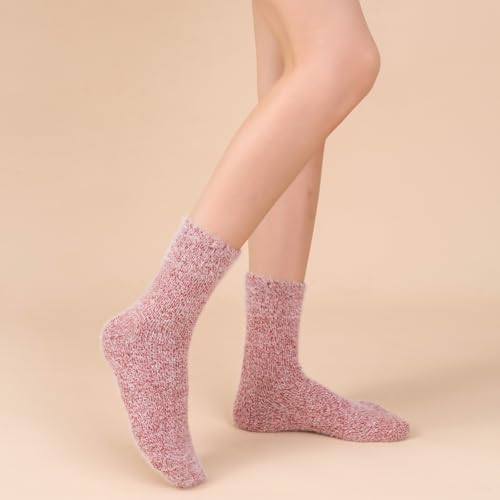 Image of SISOSOCK 5 Pairs Fuzzy Soft Cozy Comfortable Socks for Women, Casual Sleep Comfy Socks, Perfect Warm Winter Gifts for Women