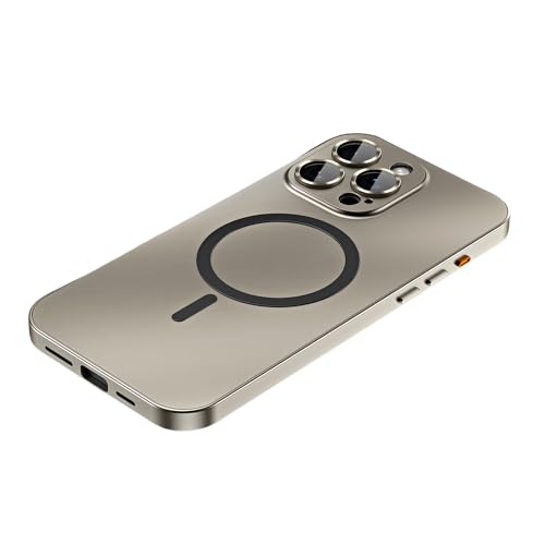Magnetic Charging Aluminum Metal Bumper Matte Shell for Iphone 16 Pro Max Case, Anti-Collision Matte Protective Case Compatible 