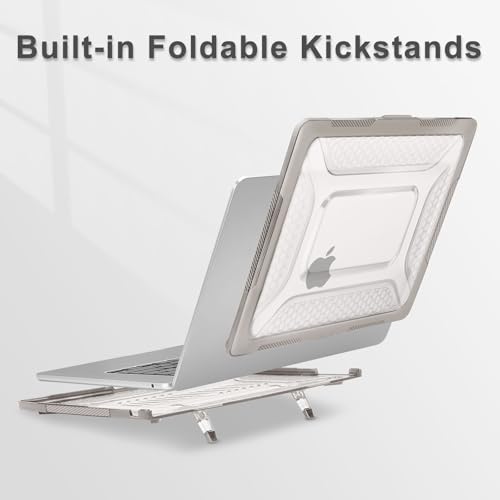 MOSISO Compatible with MacBook Air 15 inch Case M5 2026 M4 M3 M2 2025-2023 A3448 A3241 A3114 A2941, 2 in 1 Kit Honeycomb Shockproof Heavy Duty TPU Bumper Hard Case with Fold Kickstand, Khaki by MOSISO - Image 4