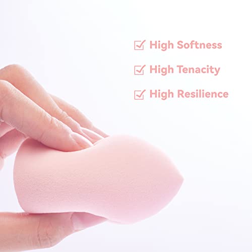 Chosme 4 Pcs Dry And Wet Use Makeup Sponge Set With Storage Case, Blender Beauty Foundation Blending Sponge For Liquid, Cream, And Powder With Egg Sponge Blending Holder Box, Multi-Pink Colored #TOP3