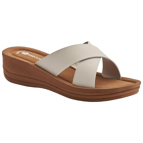 Image of AEROBLU Cushion Comfort Mid Heel Slippers for Women | Classic Cross Strap Design | Comfortable Padded Footbed | Anti-Skid & Durable Heel Slippers for Girls | Ideal for Party, Ethnic and Daily wear