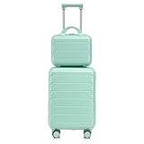 Vexelus 2-teiliges ABS Handgepäck Koffer Set, 19' Trolley mit 4 Spinner-Rädern & Zahlenschloss + 14' Kosmetiktasche, Reise Koffer Set in Mintgrün
