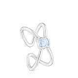 TOUS Anillo pequeño de plata y espinela azul creada en laboratorio, Para Mujer, Colección Icon Color LGG